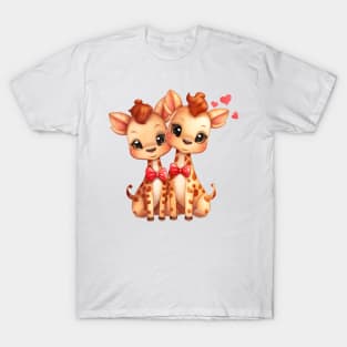 Valentine Giraffe Couple T-Shirt